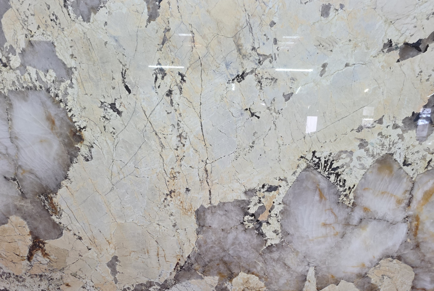 Patagonia-Rohplatte mit heller und dunkler Mineralzeichnung